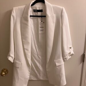 NWT Zara Women's Ivory Blazer with Rolled Sleeves